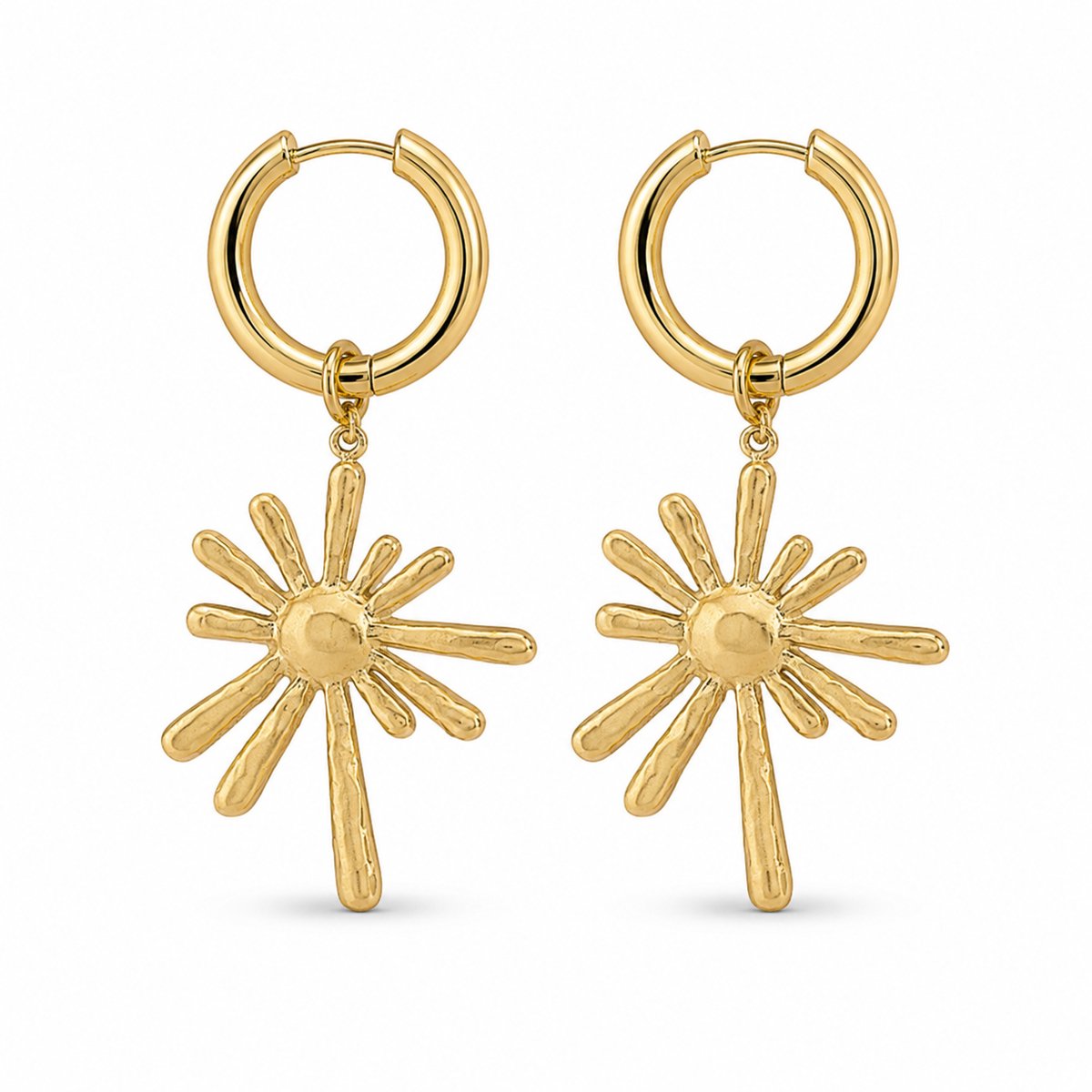 Marama Solara Oorbellen Goud – Dames Oorringen met Zon Hanger – 304 Stainless Steel – Nikkelvrij – 4,1 cm