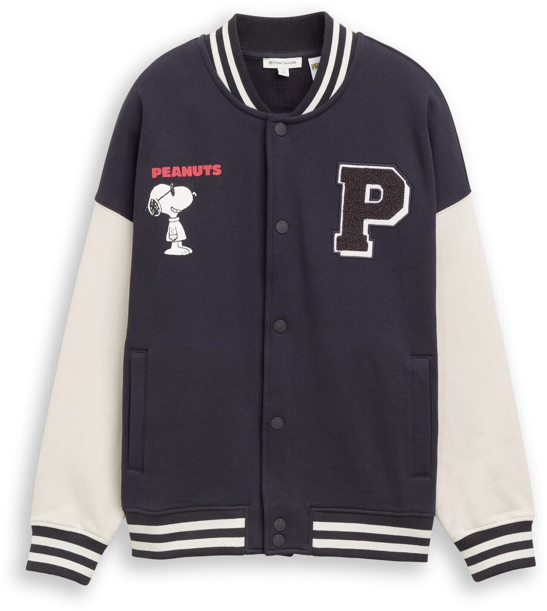Tom Tailor - Oversized college-sweatjack met Snoopy-print - Maat 176 - coal grey