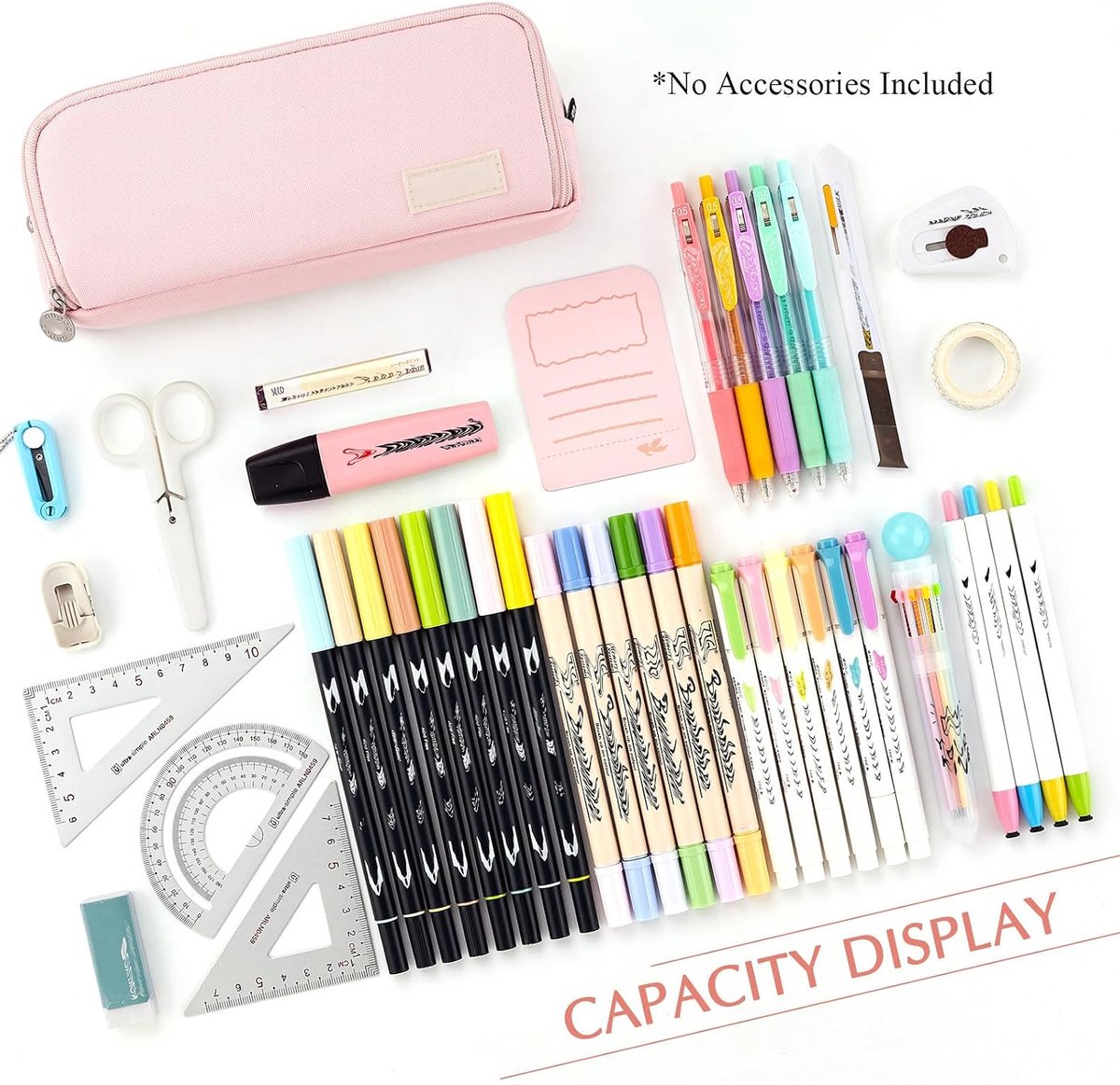 Grote Etui met 3 Vakken – Ruime Pennenzak voor School – Multifunctionele Opbergtas voor Pennen, Potloden & Accessoires – Voor Jongens en Meisjes – Roze – 1 Stuk