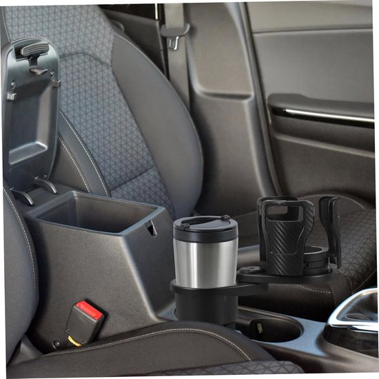 2-in-1 Bekerhouder voor in de Auto - Bekerhouder Auto - Fleshouder Auto - Auto Drankhouder - Universele - met telefoonhouder - koolstofzwart - 18.5×8 cm — afbeelding 2