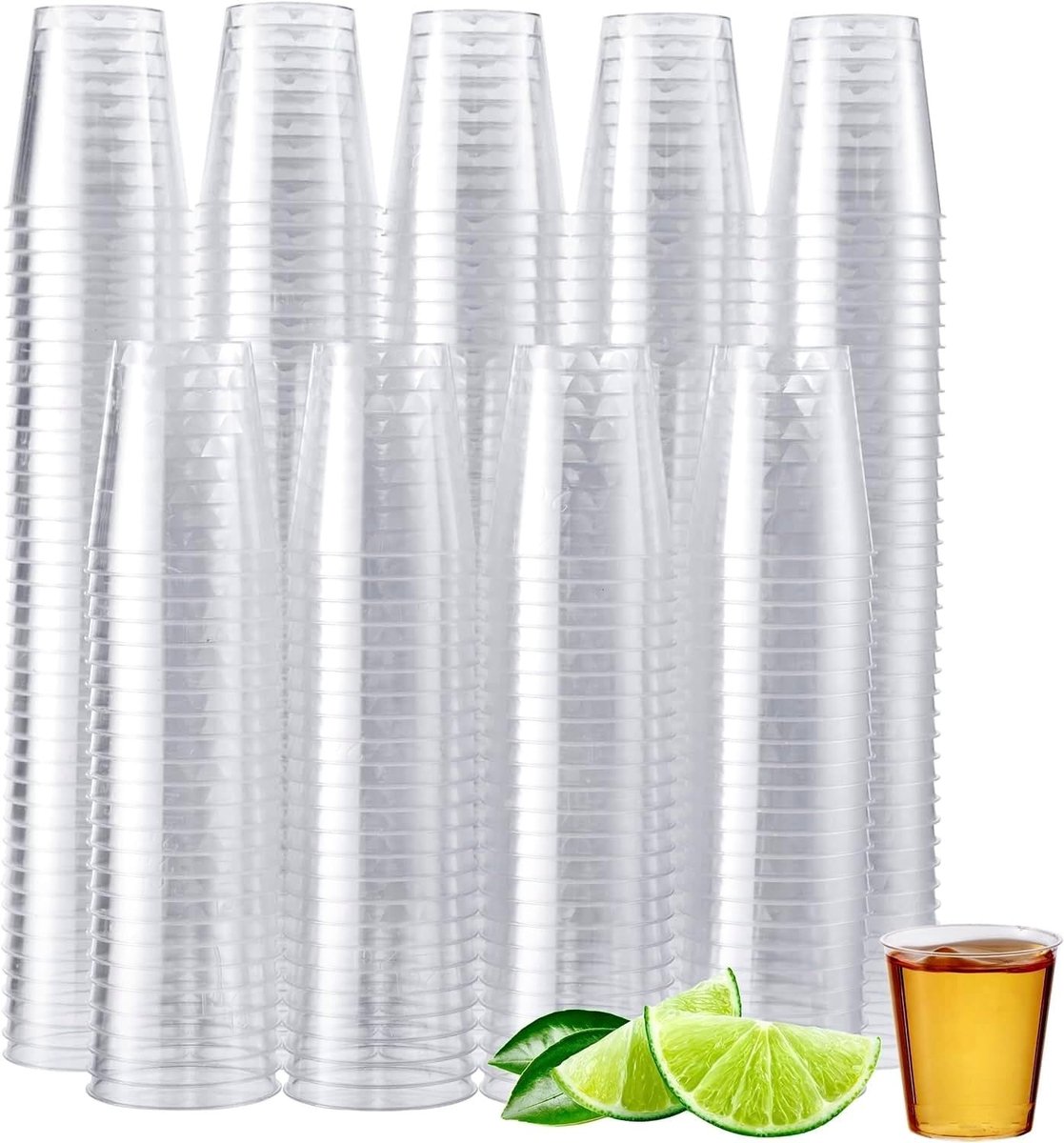 Hard Plastic Shotglaasjes - Transparant - 300 Stuks - Stevige Herbruikbare Borrelglaasjes - Voor Feesten en Evenementen