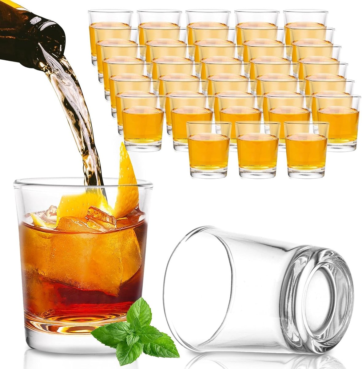 Shotglazen - Transparant - 3 x 4,8 cm - Dikke Basis - Voor Tequila, Wodka en Likeur