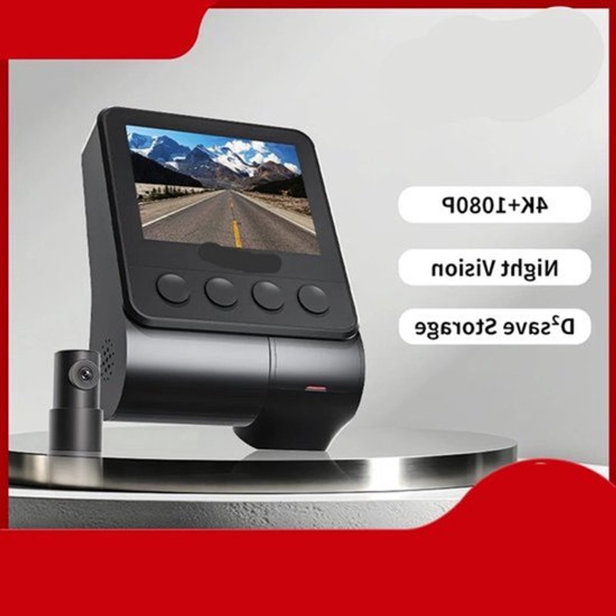 Dashcam voor Auto - Navigatiesysteem Auto - Voor & Achter Camera – 2160P + 1080P – 4K - GPS - WiFi - Nachtzicht - G-sensor - ADAS - Loop Recording - Hardwire Kit