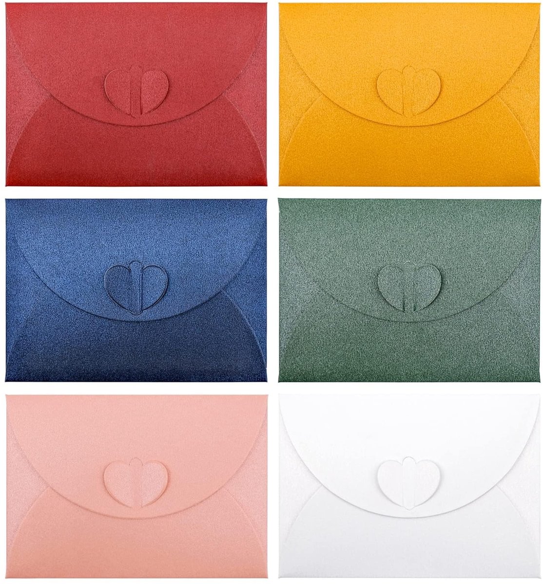 SolidKeus - Set van 30 Mini Hartvormige Enveloppen in Diverse Kleuren