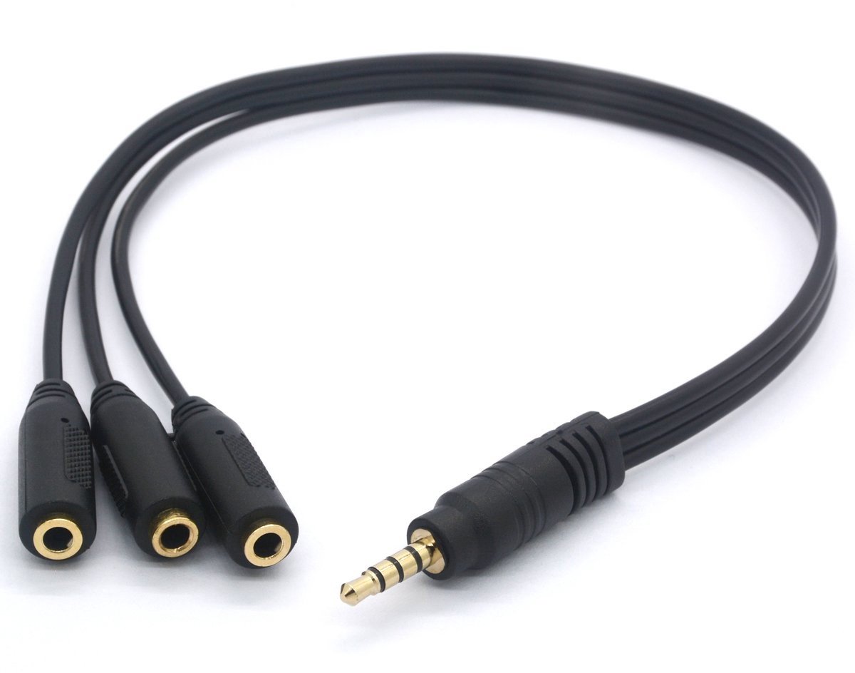 SolidKeus - 3-Wege 3,5mm Koptelefoon Splitter met Vergulde Aansluitingen