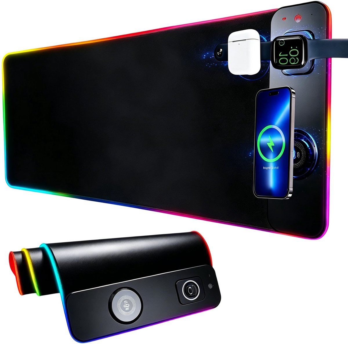 SolidKeus - RGB Gaming Muismat met Draadloze Oplader