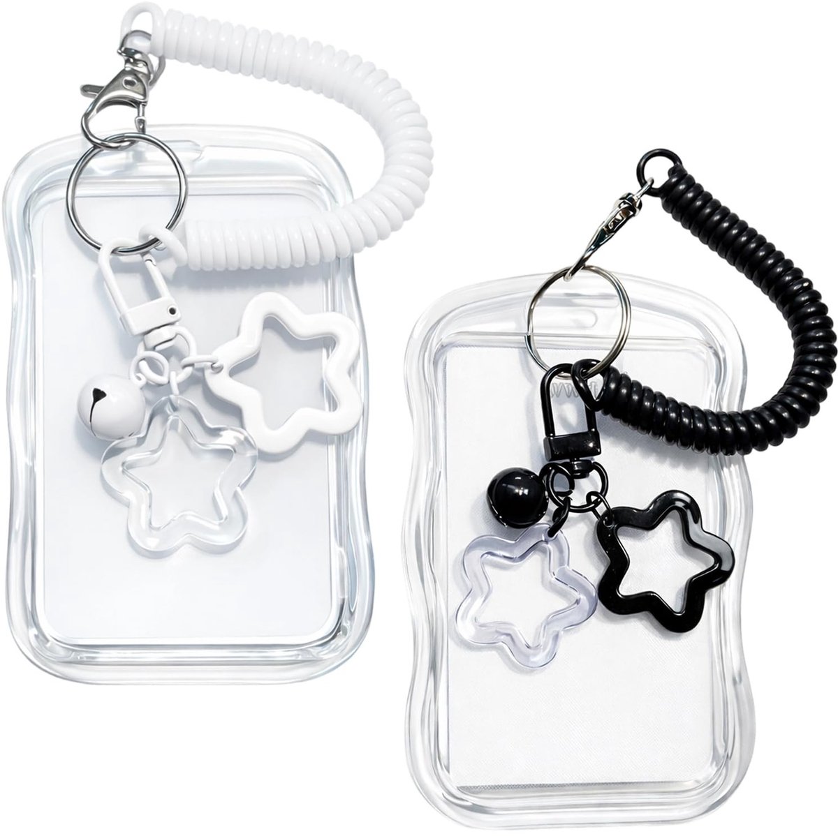 SolidKeus - 2-Pack Foto Kaart Houder met Sleutelhanger en Sterbelletjes