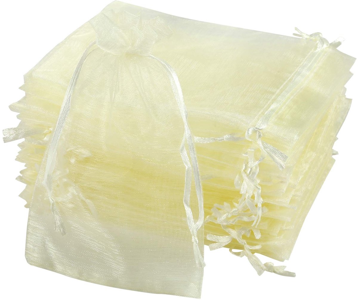 SolidKeus - Set van 120 Champagne Kleurige Organza Geschenk- en Sieraadzakjes 10 x 15 cm