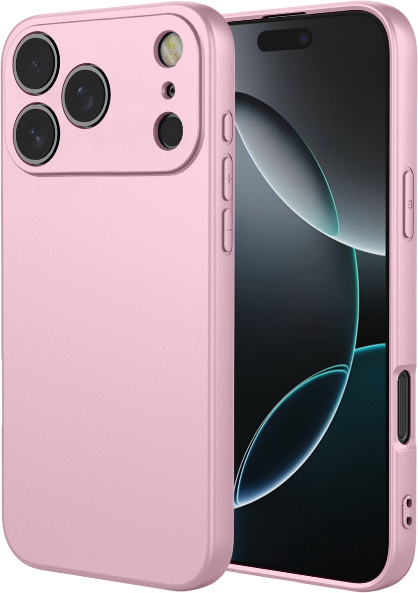 MobyDefend Hoesje - Geschikt voor iPhone 18 Pro Max - Matte Siliconen Backcover - Licht Roze