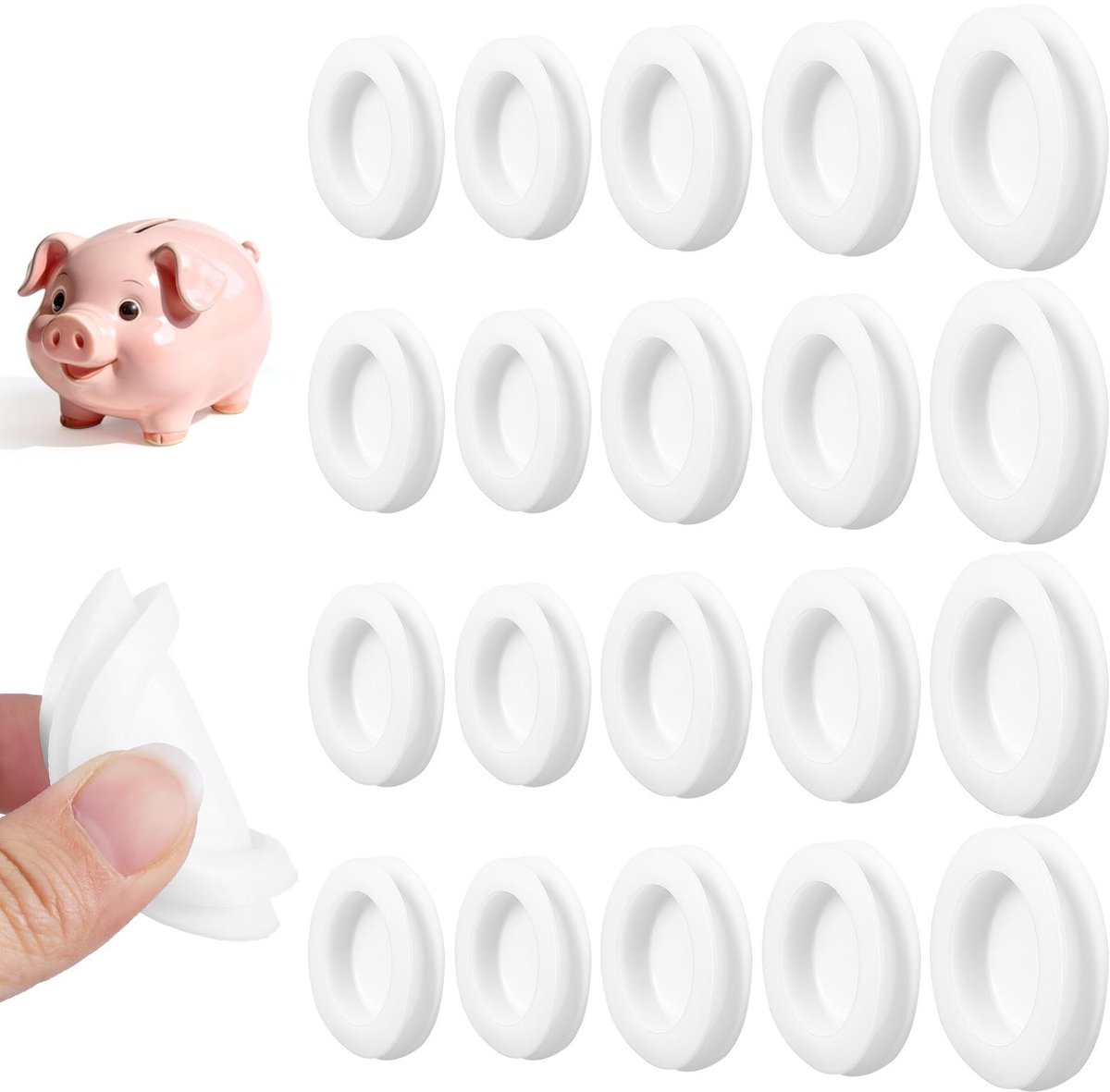 SolidKeus - Set van 20 Rubber Stoppen voor Spaarpotten in 4 Maten