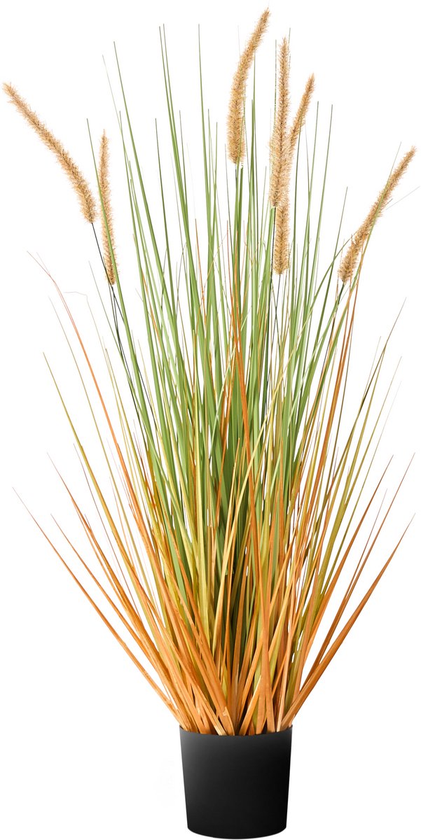 BRISTLEGRASS - Kunstplant - Groen/Oranje - 90 cm - Synthetisch
