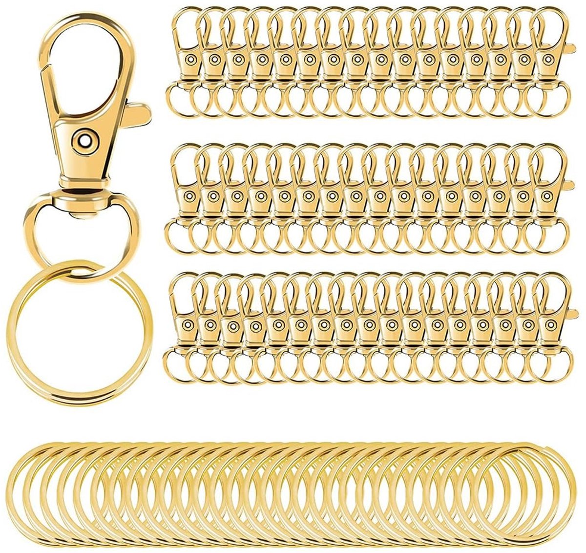 SolidKeus - Set van 100 Carabiner Haken voor Sleutels en Accessoires