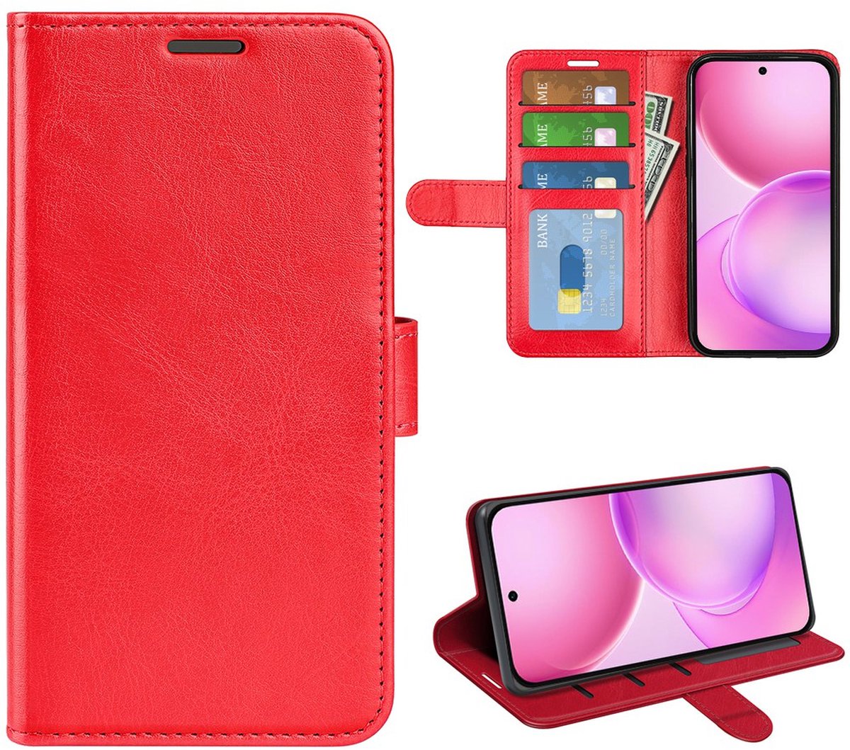 MobyDefend Hoesje - Geschikt voor Oppo Reno16 / 16 Pro - Wallet Book Case (Sluiting Achterkant) - Rood