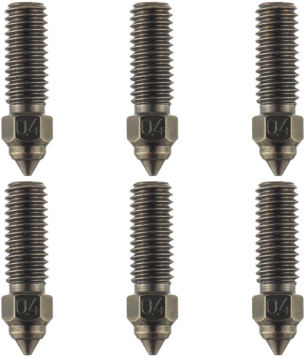 SolidKeus - Hardened Steel 3D Printer Nozzles Set van 6 Stuks 0.4mm