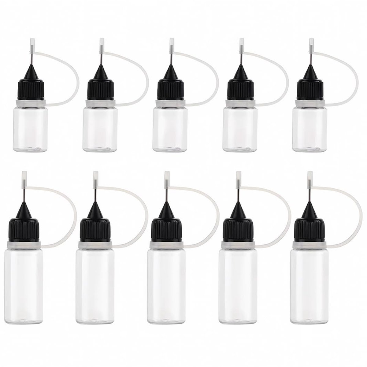 SolidKeus - Set van 10 Lege Plastic Flessen met Naaldtip, 5ml en 10ml