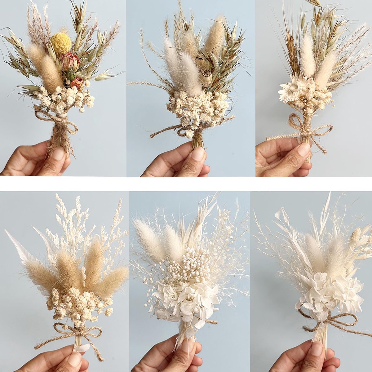 SolidKeus - Set van 6 Natuurlijke Gedroogde Bloemen voor Ambacht en Decoratie