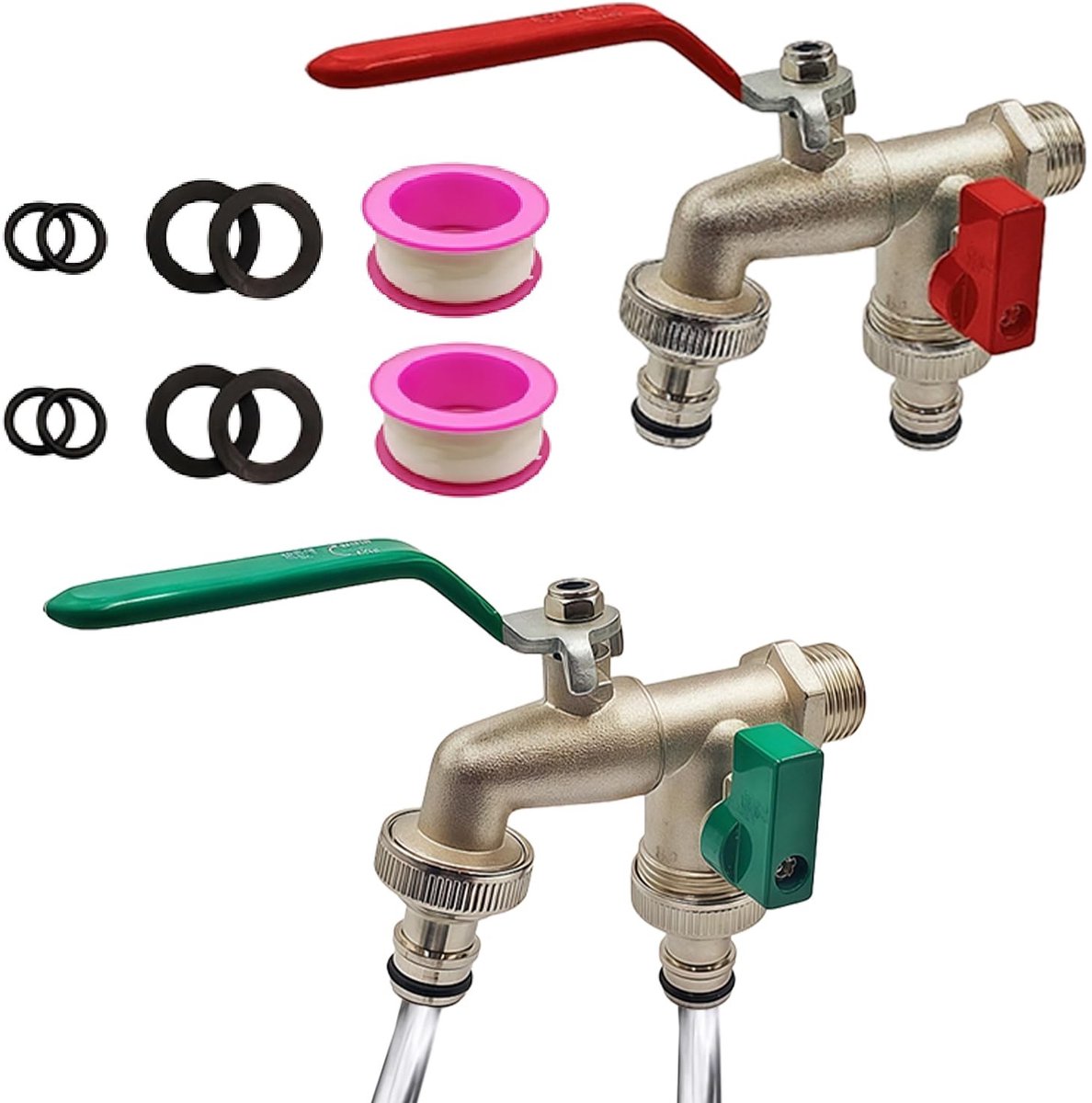 SolidKeus - Dubbele Waterkraan voor de Tuin met Slangverbindingen