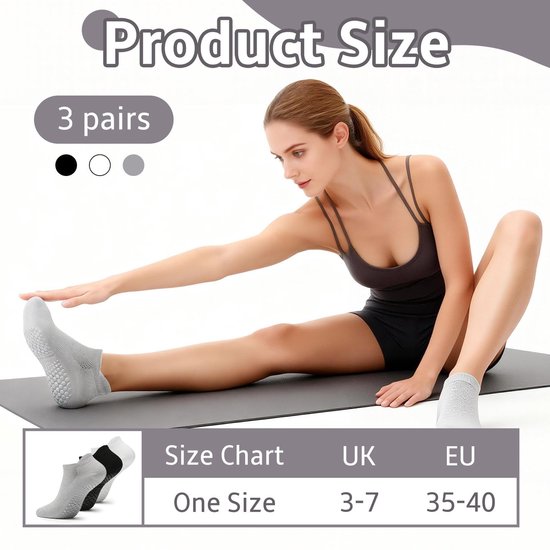 SolidKeus - 3 Paar Antislip Pilates Sokken voor Dames van solidkeus — afbeelding 3