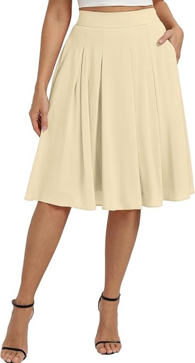 SolidKeus - Elegante Midi Rok met Hoge Taille en A-lijn Vorm