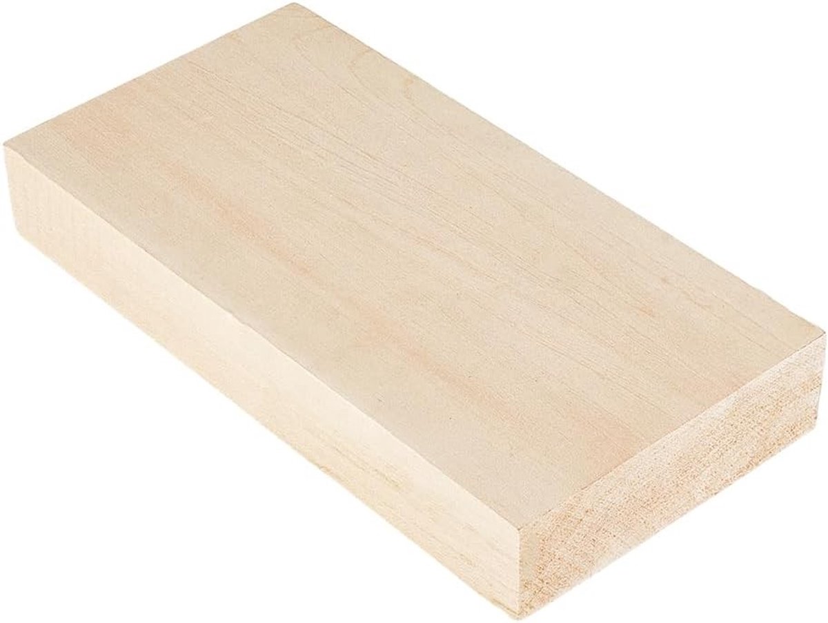 Houten snijblok 20 x 9 x 3.8 cm voor hobbyprojecten, onbewerkt hout, graveren en knutselen