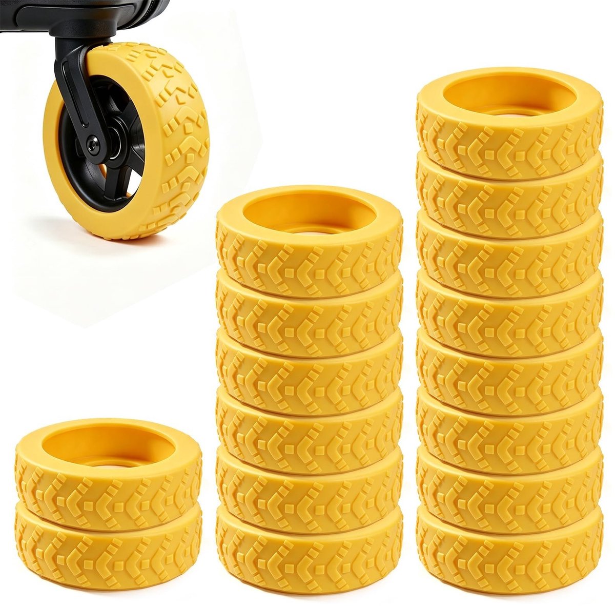 SolidKeus - Kofferwielbescherming 16 Stuks Antislip Rubber