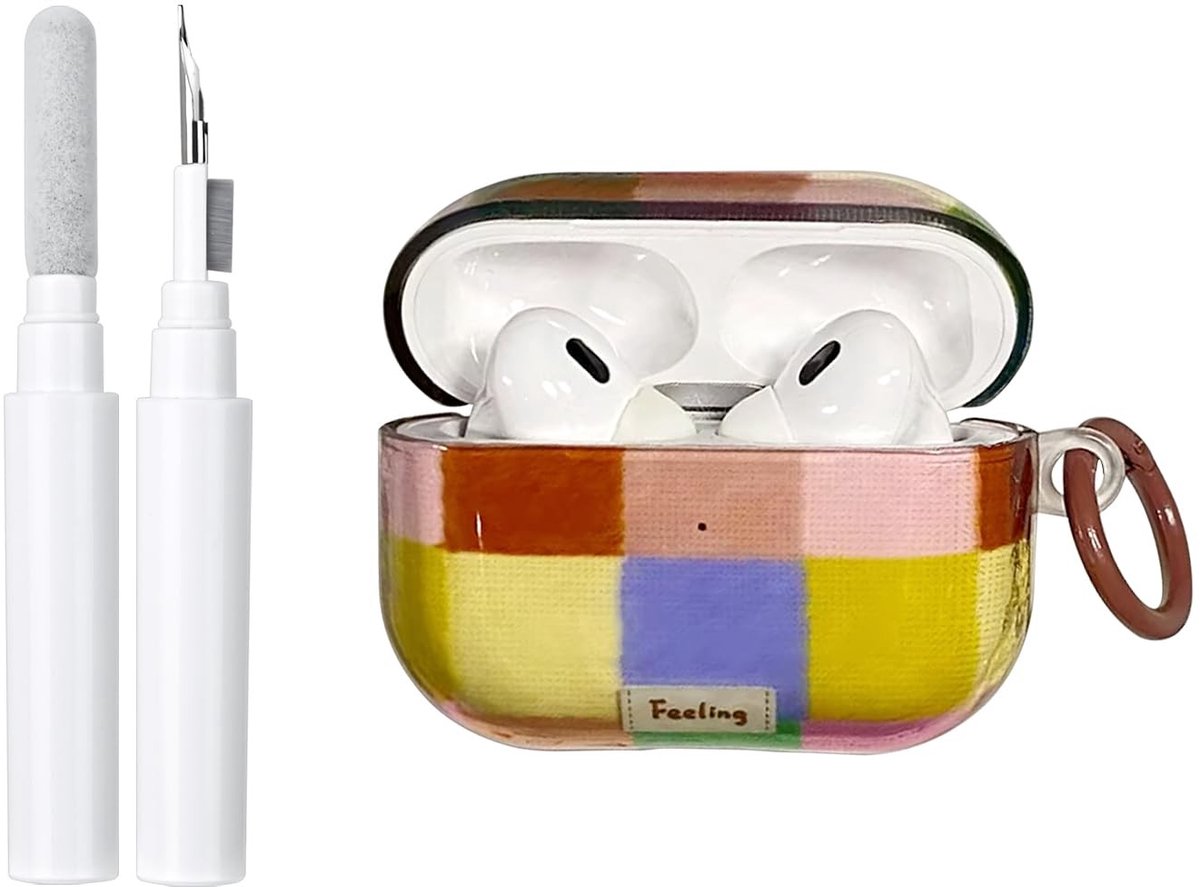 SolidKeus - AirPods Pro 3 Hoes met Kleurige Dopamine Patroon en Schoonmaakset