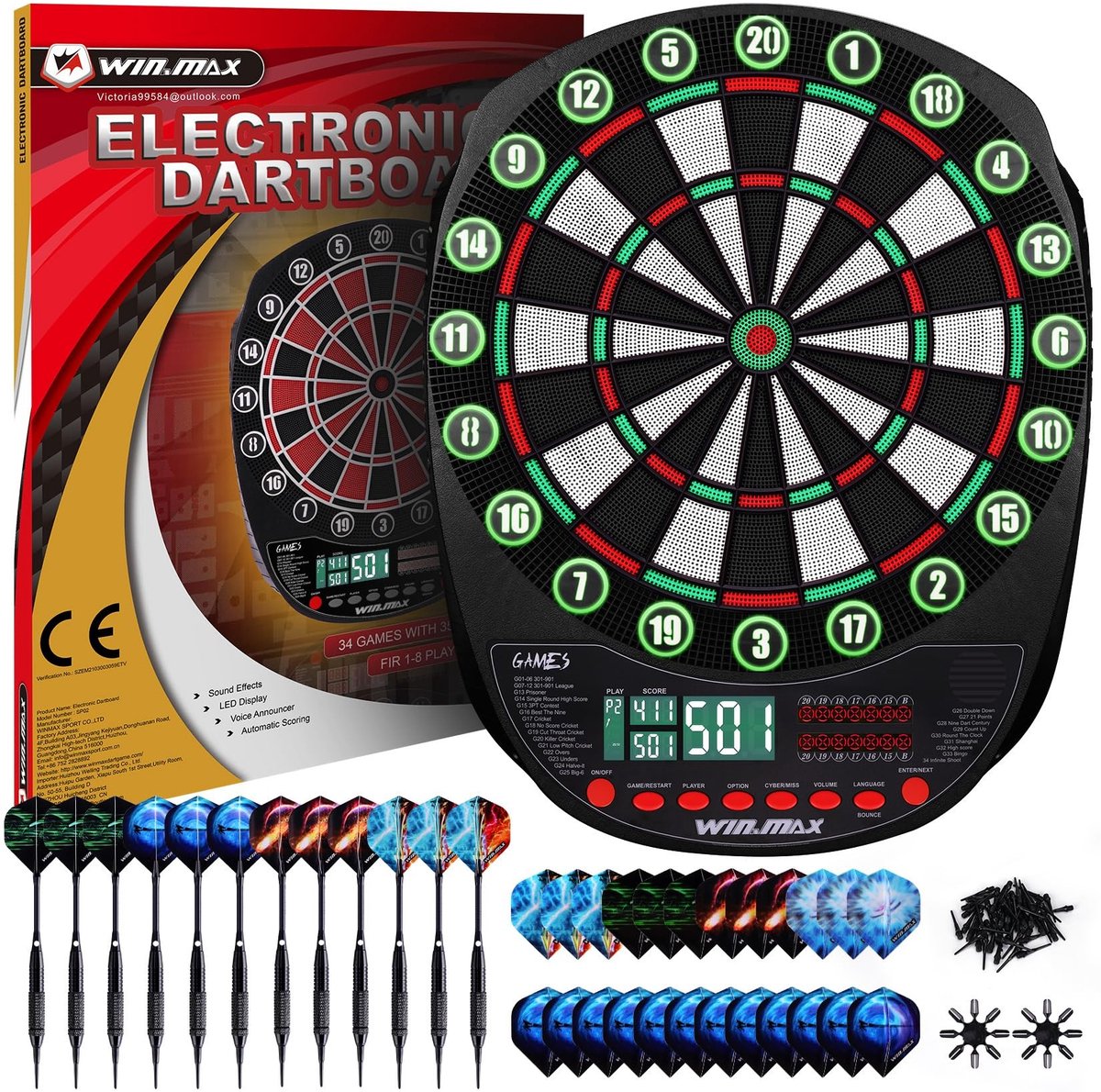 SolidKeus - Elektronisch Dartbord Set voor 1 tot 8 Spelers