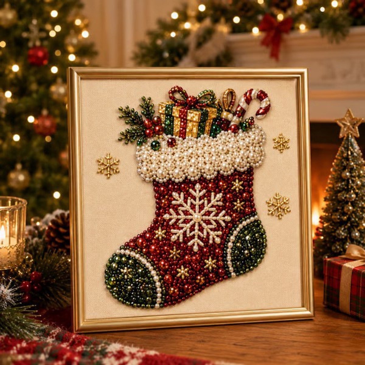 Casalora® 3D Kerst Diamant Schilderij DIY Kit – Kerstman/Kerstboom/Sneeuwpop/Rendier – Diamond Painting Set met Parels – Creatieve Hobby voor Volwassenen & Beginners – Wanddecoratie – 20 x 20 cm
