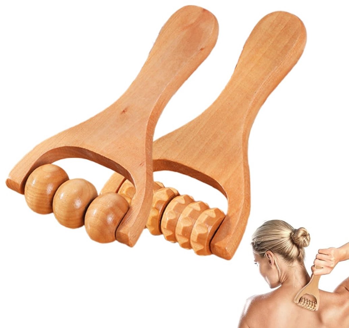 SolidKeus - Set van 2 Houten Massagestokken voor Spierontspanning