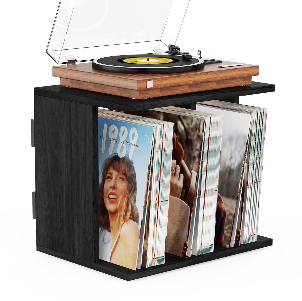 SolidKeus - Vintage Stijl Vinyl Stand met 3 Compartimenten