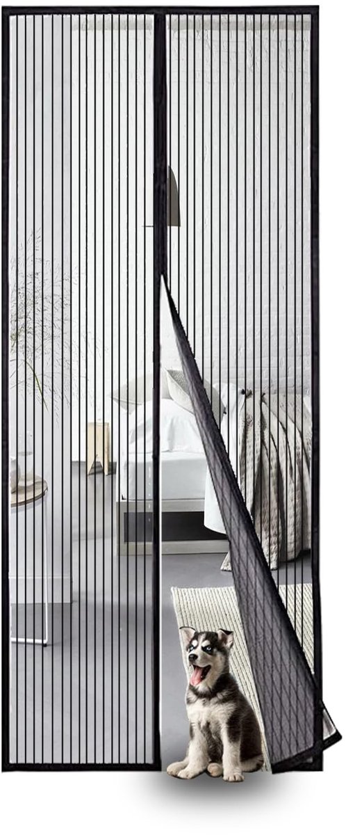 SolidKeus - Magnetisch Vliegenraam voor Balkon deur (Zwart, 80 x 200 cm)