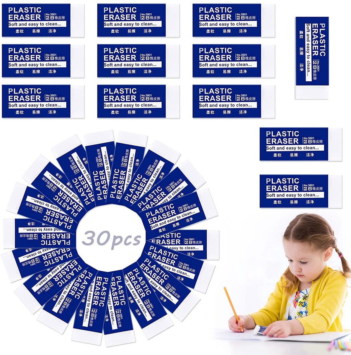 SolidKeus - Set van 30 Mini Witte Rubber Gummetjes