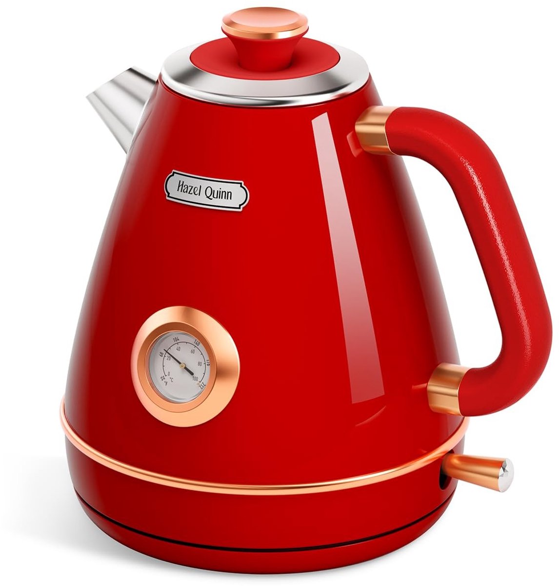 SolidKeus - Vintage Elektrische Waterkoker 1.7L RVS Ruby Red