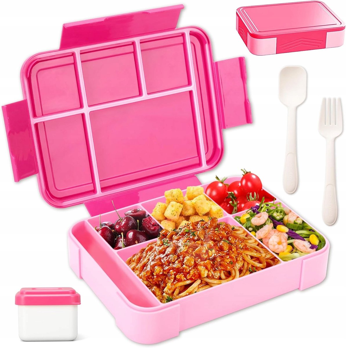 LUNCHBOX 1.33L met Bestek & Sausbakje - BPA-vrij