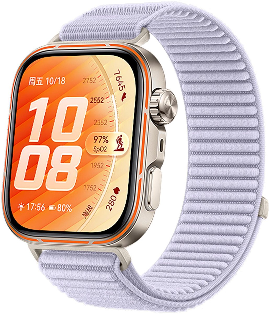 By Qubix - Nylon ribbelbandje - Lichtpaars - geschikt voor Huawei Watch Fit 5 / 4 / 3