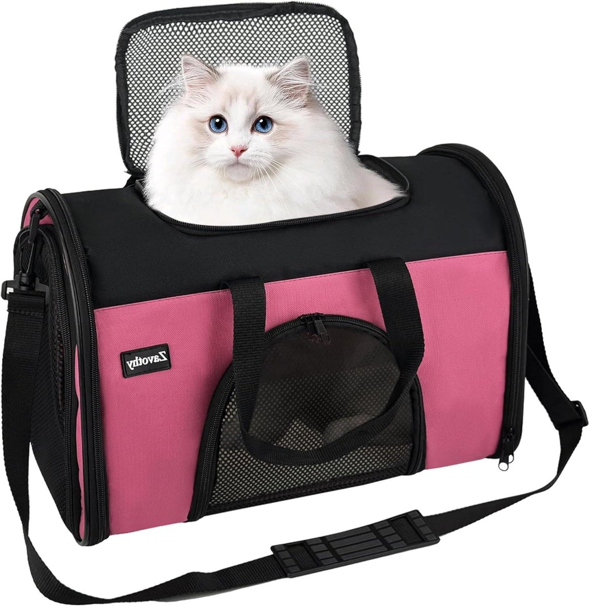 Huisdier Transporttas - Draagtas Kat Hond - Veilig Reizen - Ademend Mesh Paneel - 42 x 25 x 29 cm