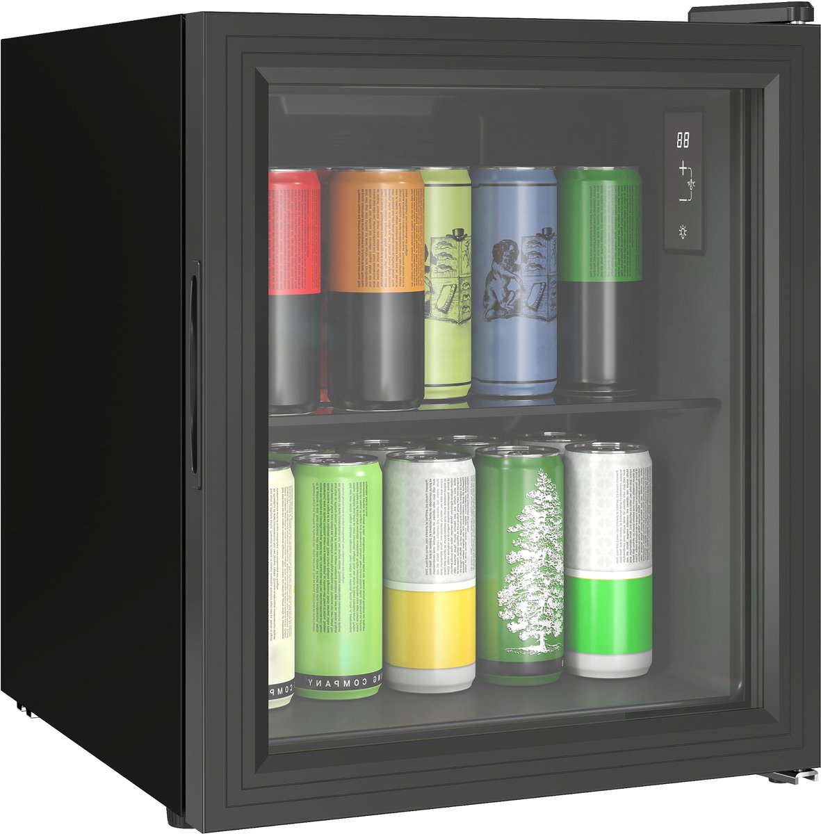 HOMCOM Drankenkoelkast - Koudgewalst staal, gehard glas - 42,3 x 40 x 55 cm - Zwart