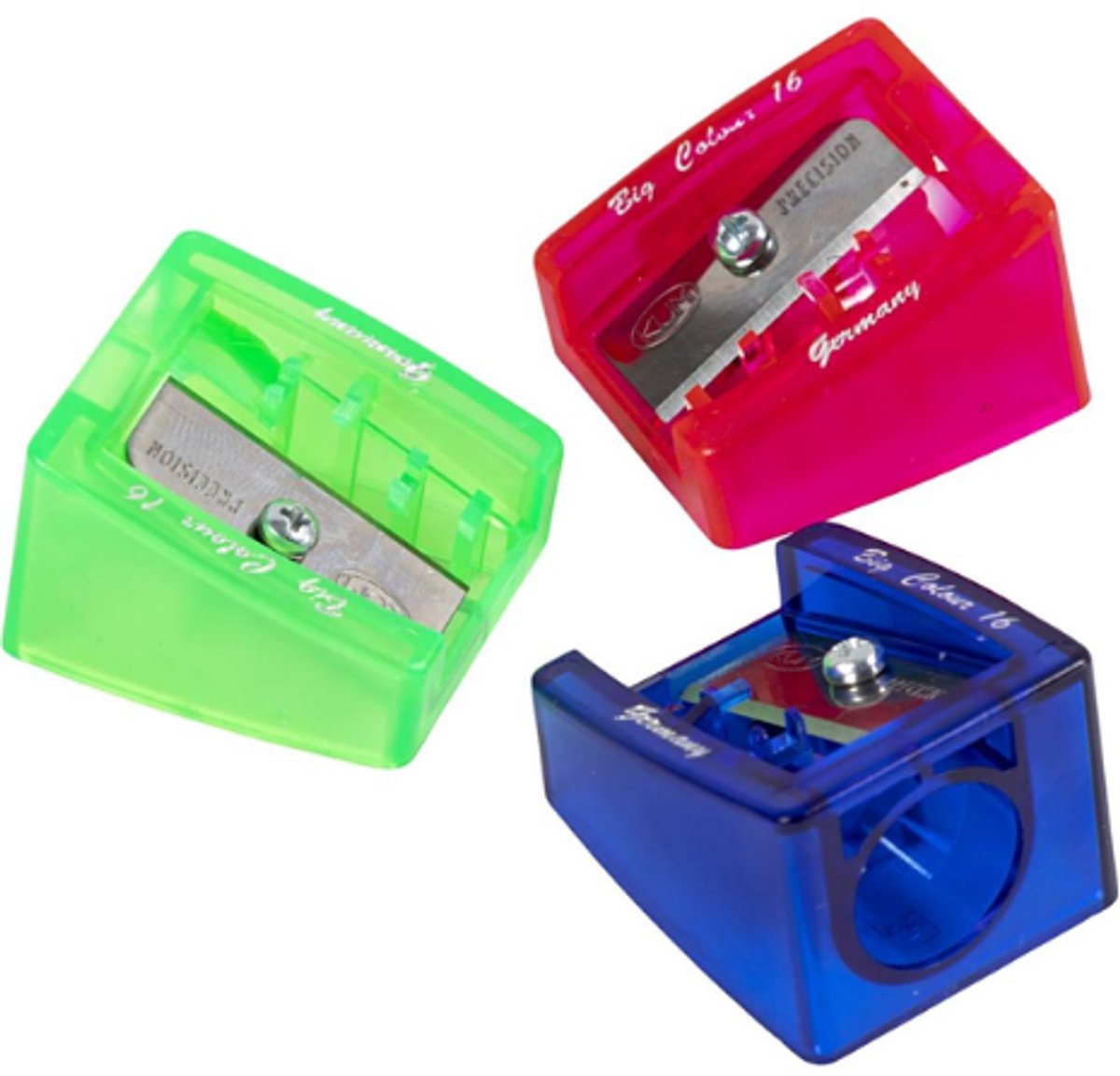 Puntenslijper | Slijper voor extra dikke potloden | Tot 16 mm | Rood, groen of blauw | 2 stuks