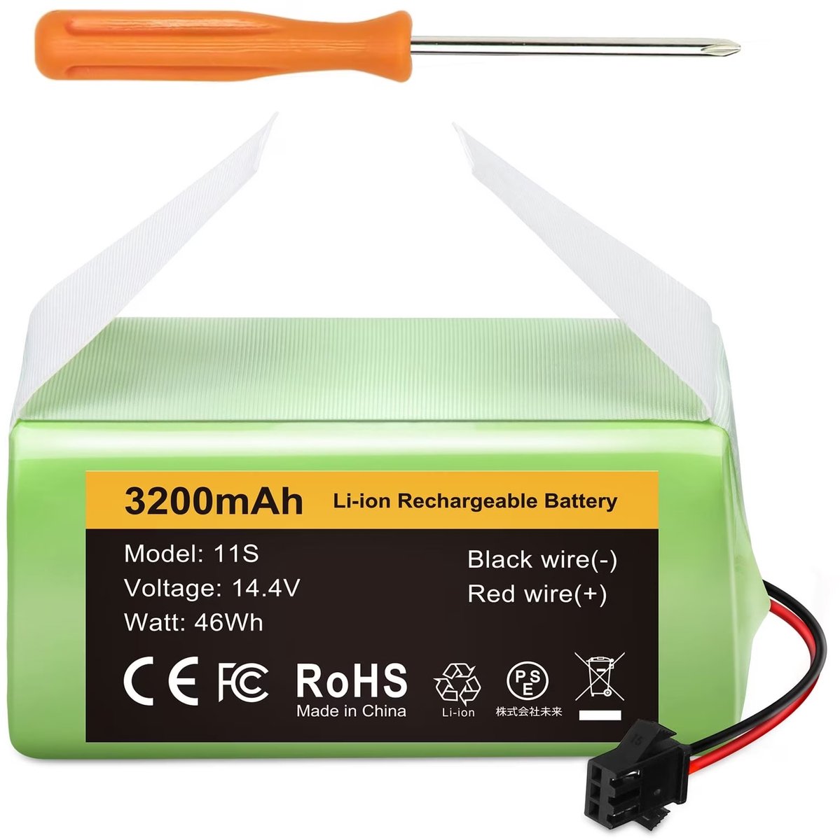 ElegaTech Batterij Geschikt voor RoboVac 11, 11S, 11S Max, 12, 15C Max, 30C Max, 35X & DEEBOT N79S - Vervangende Accu 14.4V 3200 mAh Geschikt voor Automatische Robovac Stofzuigers