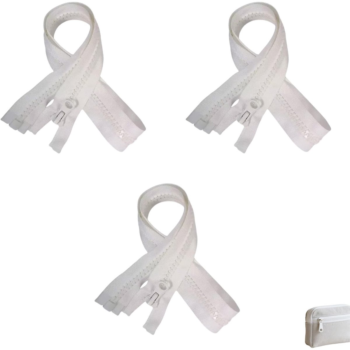 SolidKeus - Set van 3 Witte Scheidbare Ritsen van 30 cm
