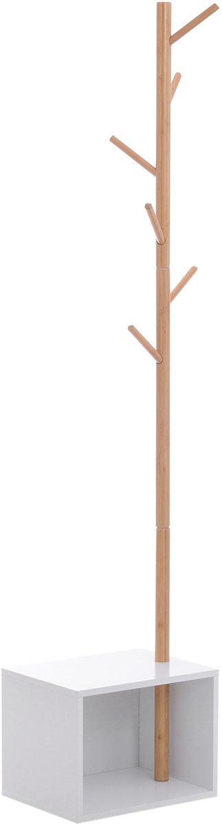 HOMCOM-Hall Tree-Wood-40x30x180cm-White