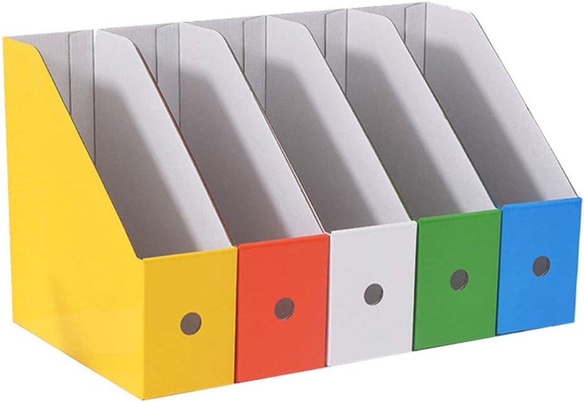 Stijlvolle Tijdschriftenhouder van Kraftpapier - Set van 5 Stuks voor Thuis, Kantoor en Studenten - Ideaal voor Organisatie en Opberging van Tijdschriften en Documenten