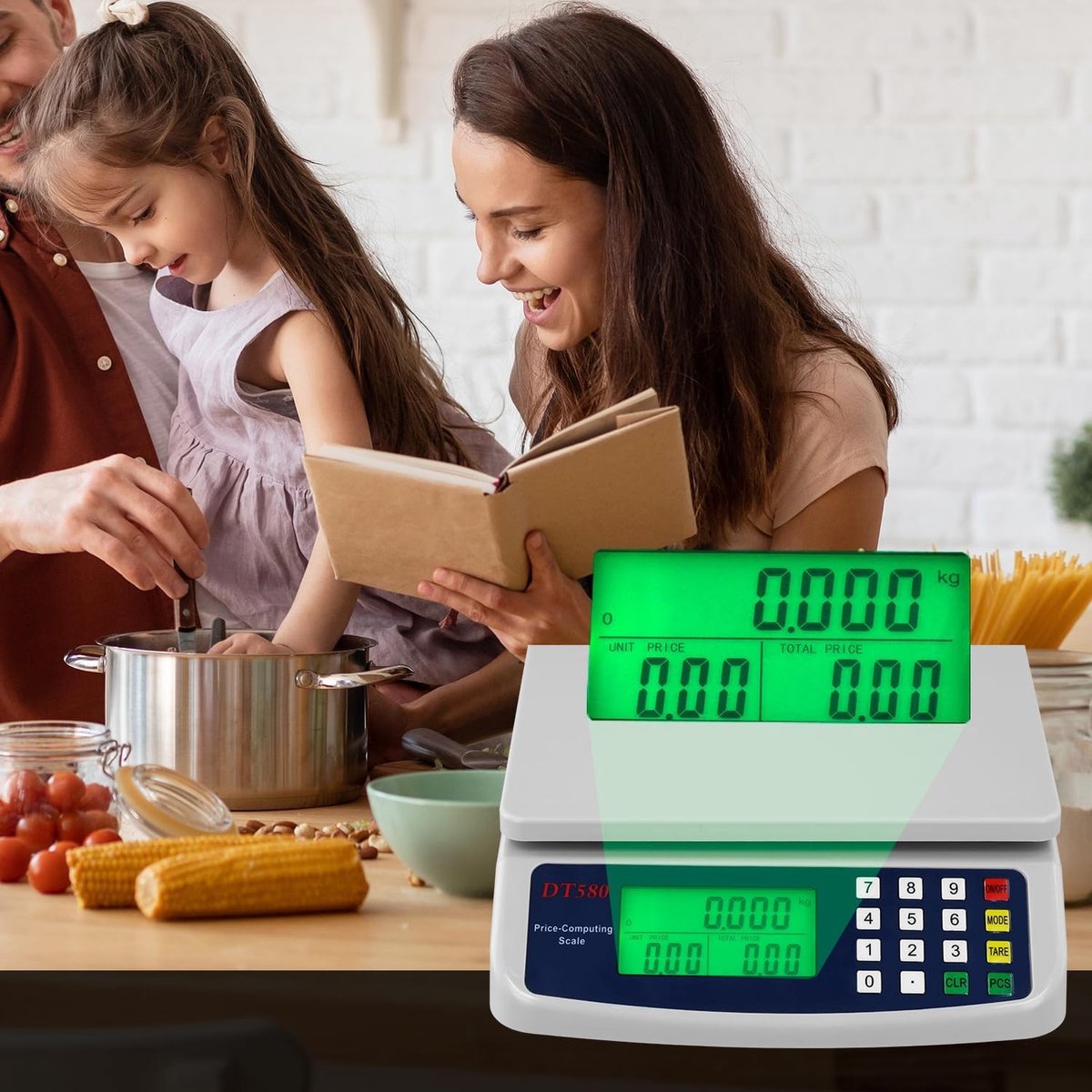 Keukenweegschaal analoog - Wit - 40 kg - ABS Kunststof Digitale Weegschaal met LCD Display - Voor Keuken en Huishoudelijk Gebruik