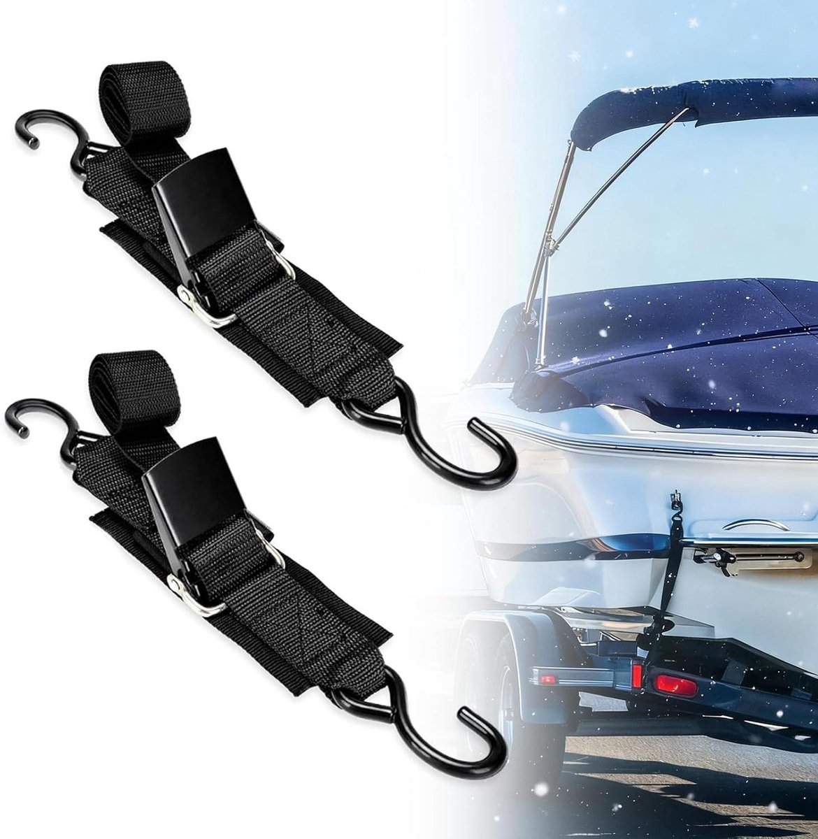 Spanbanden Set - Bootriemen - Watersport Transport - Snelle Ontgrendeling - 2 stuks 120 cm - Zwart