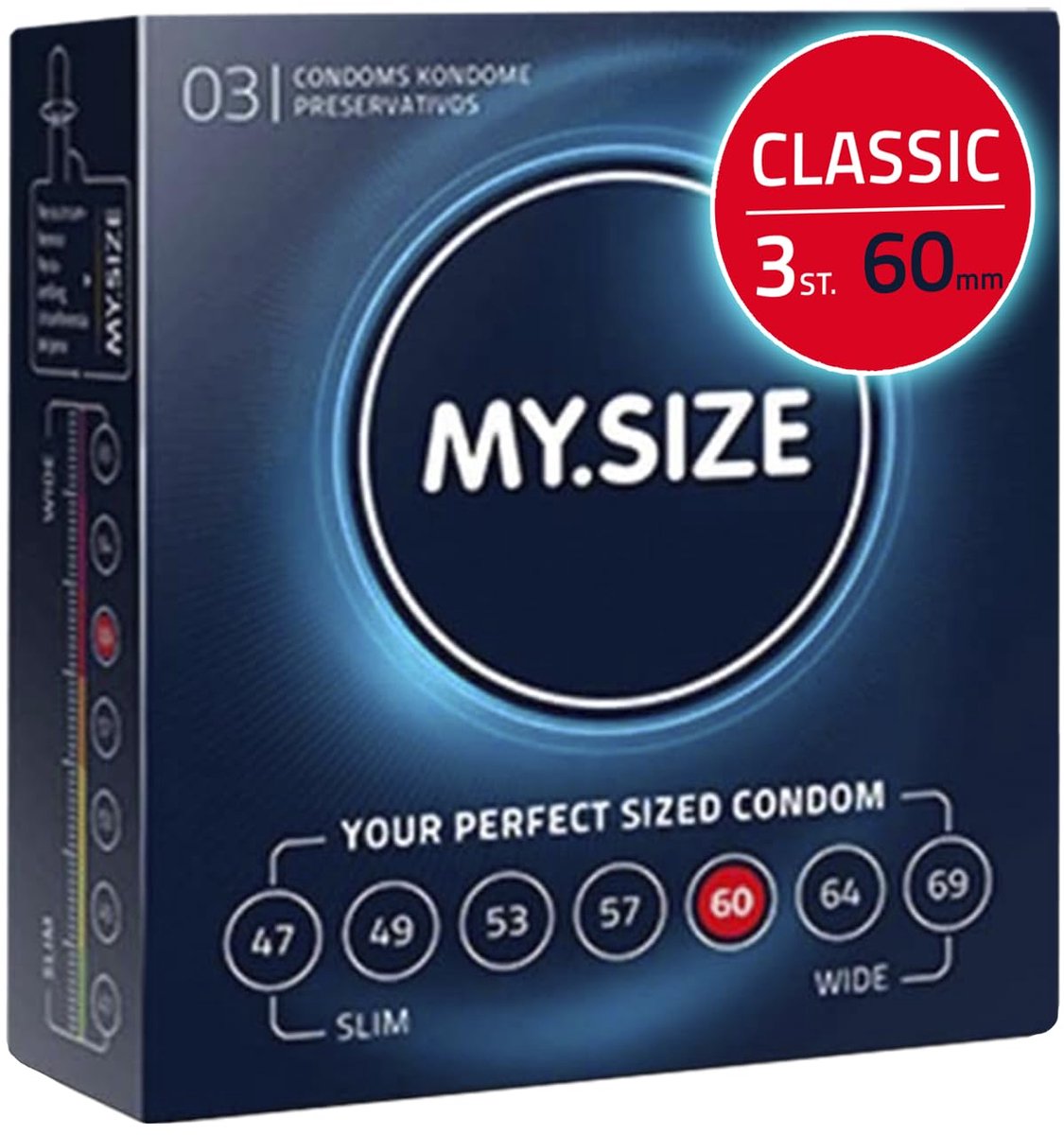 MY.SIZE 100 Condooms 69 mm Megaset Classic+Mix+Pro I Maat 1 I 100 stuks voordeelverpakking I Extra dun Premium condoom I Zeer dun gevoelig I Dunne wand I Vegan condooms I Condooms voor mannen
