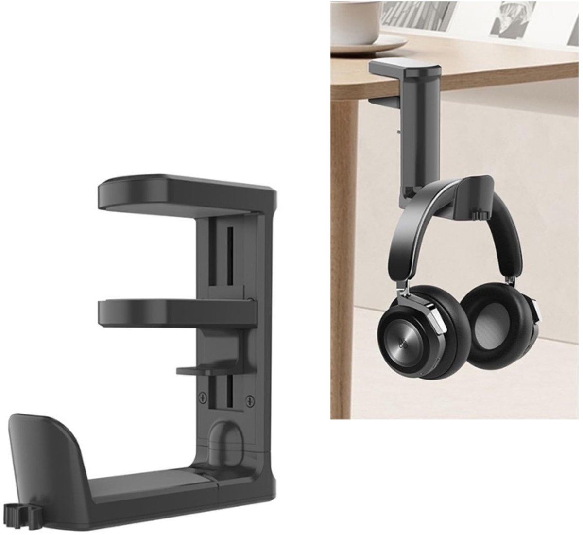 Omgoods - Hoofdtelefoonstandaard met Kabelclip en 360° Rotatie