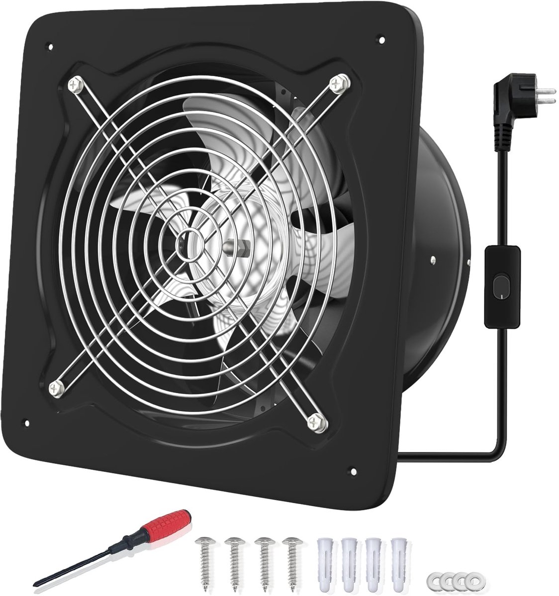Omgoods - Stille Afzuigventilator 250 mm met Terugslagklep