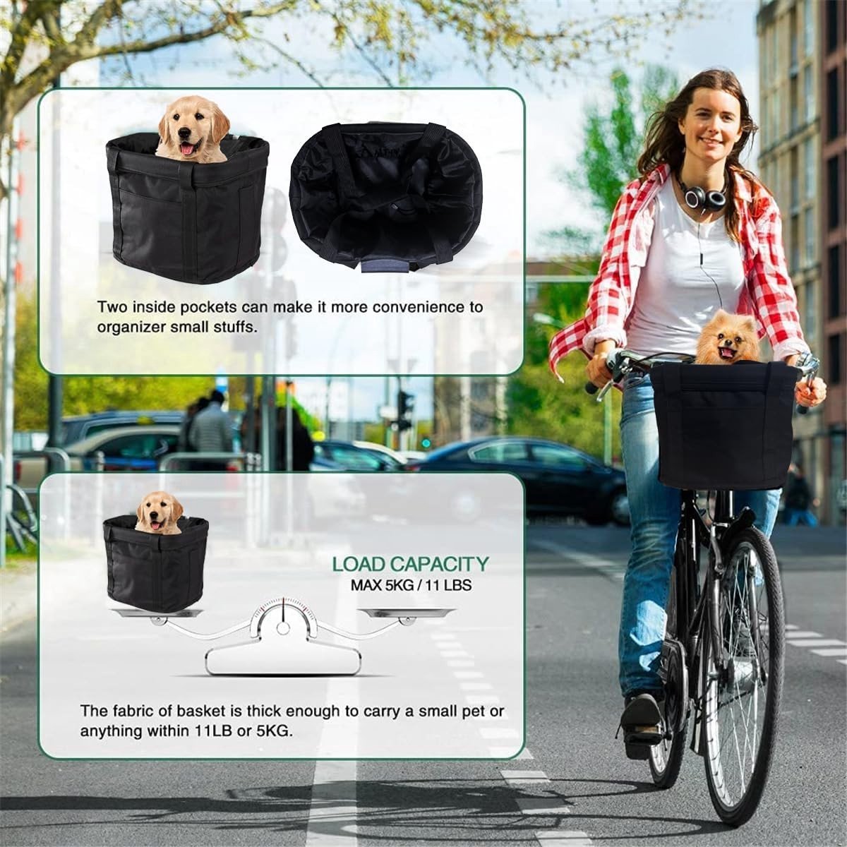Hondenmand fiets bagagedrager - Zwart - Opvouwbaar en waterdicht - Aluminiumlegering frame - Voor kleine huisdieren en boodschappen