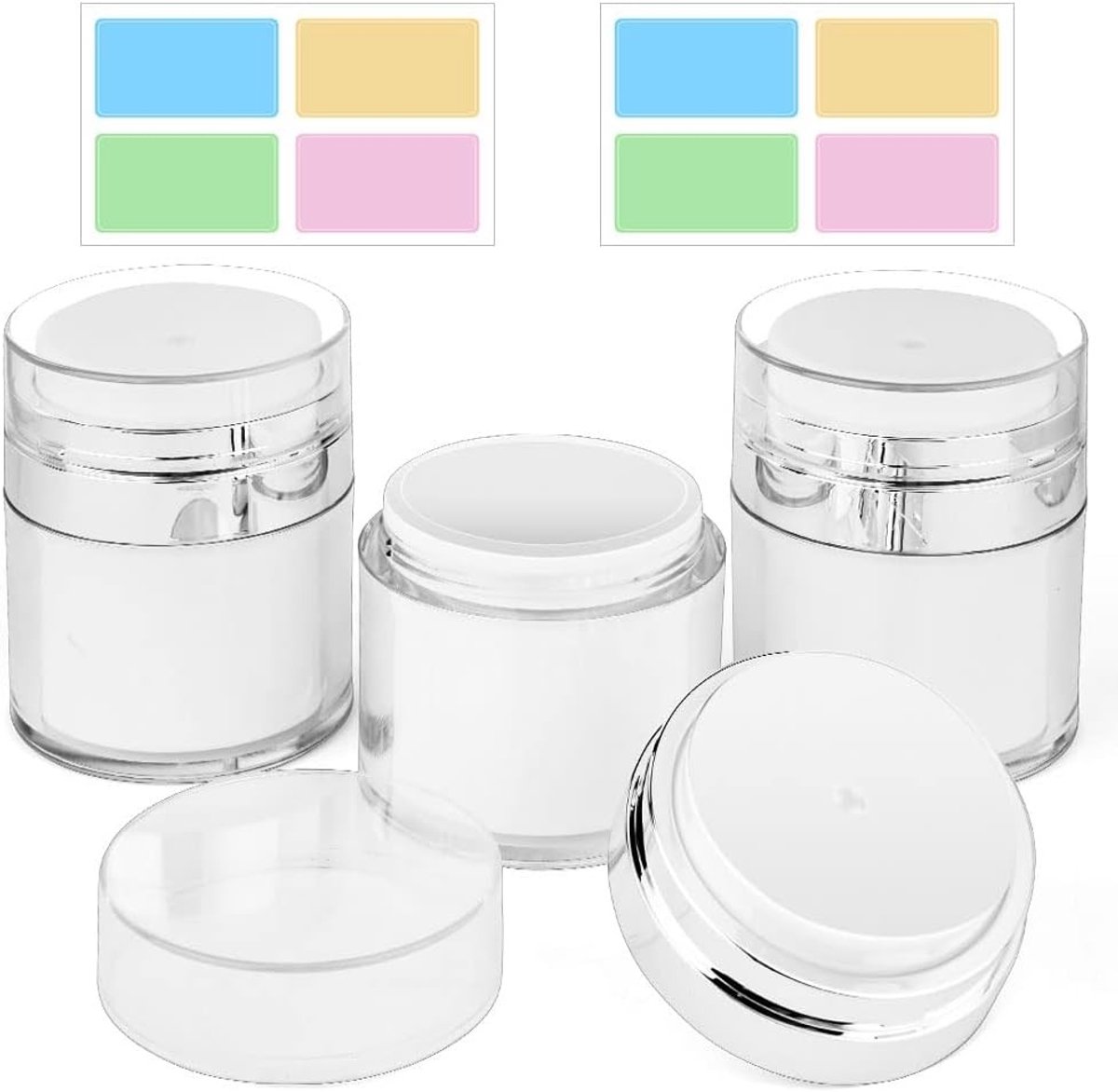 3 Stuks Vacuüm Lotion Jars met Pomp, Herbruikbare Airless Dispenser en Cosmetische Containers (50ml) voor Crème en Olie