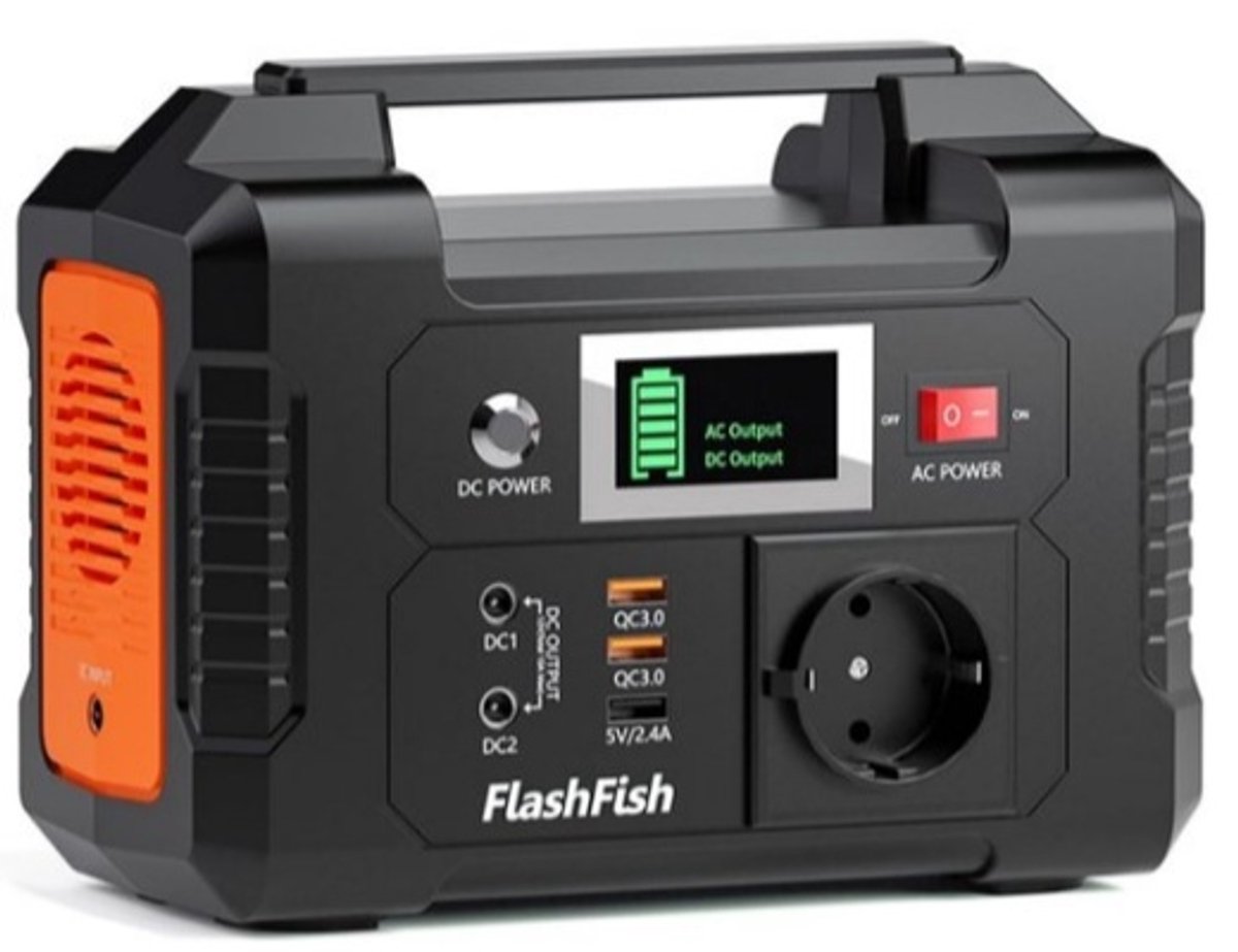 FlashFish E200 - Draagbare Powerstation - power station generator - Aggregaat - Portable - 250W - 151 Wh - 40800mAh - AC 100-240V - 2xQC - ABS - DC 9-12V - 10A - kamperen en thuis - Snel Oplade